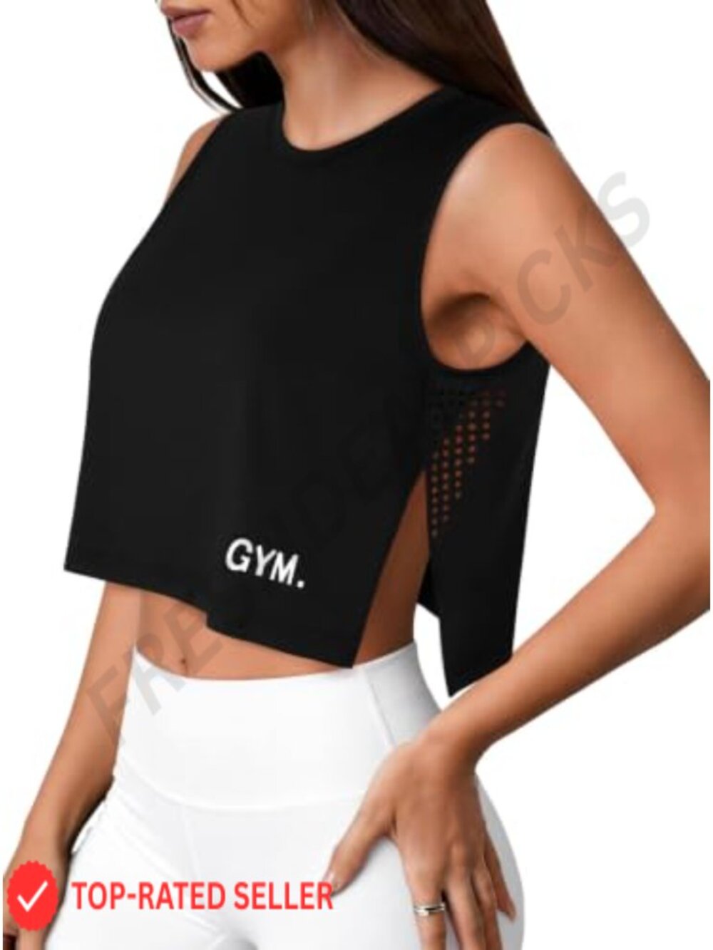 Women's Workout Crop Tank Top Side Slit Sleeveless Muscle Shirt